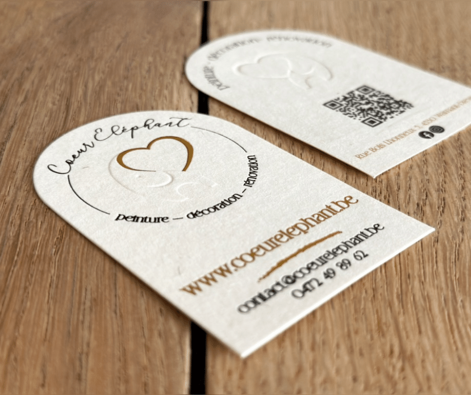 Carte de visite premium avec embossage et dorure à chaud pour Cœur Éléphant