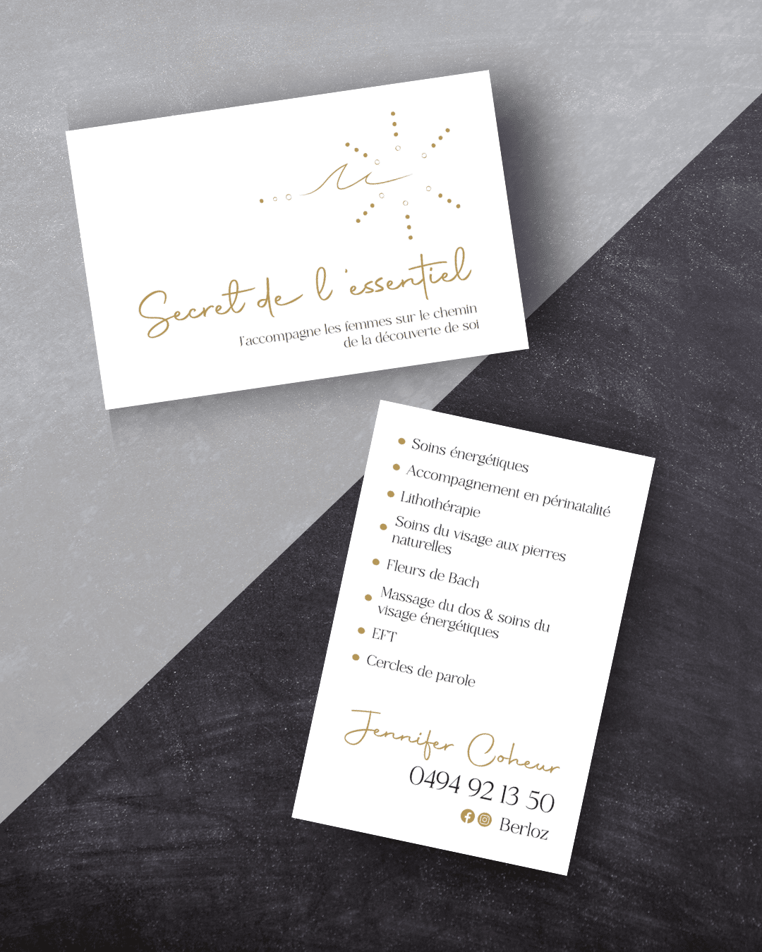 Cartes de visite de l'institut de beauté Secret de l'essentiel