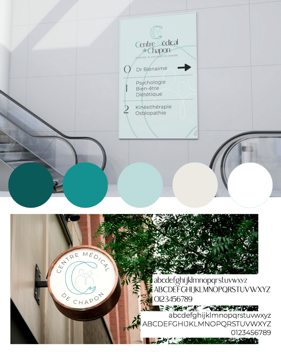 Brandboard du logo du centre medical de chapon
